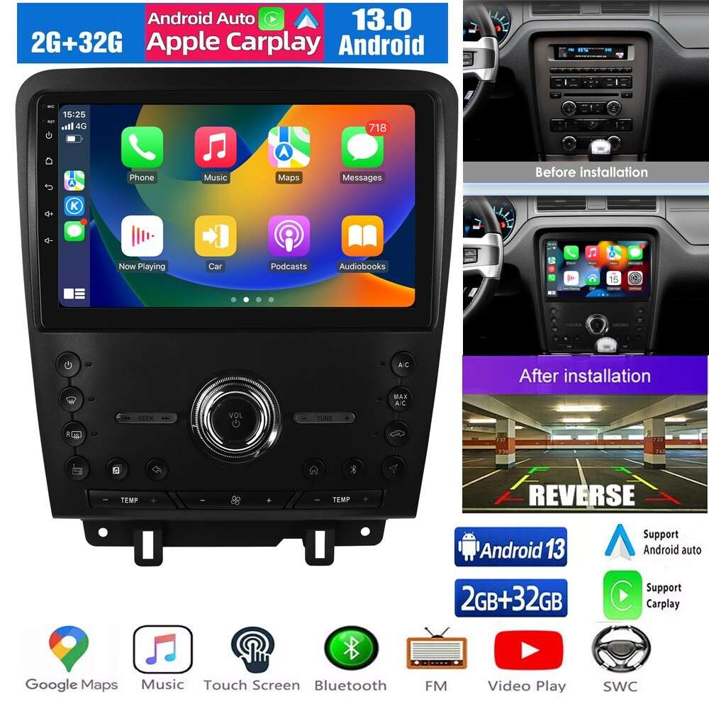 Android 13 Carplay Radio For Ford Mustang 2010-2014 GPS Navi Stereo WiFi BT RDS