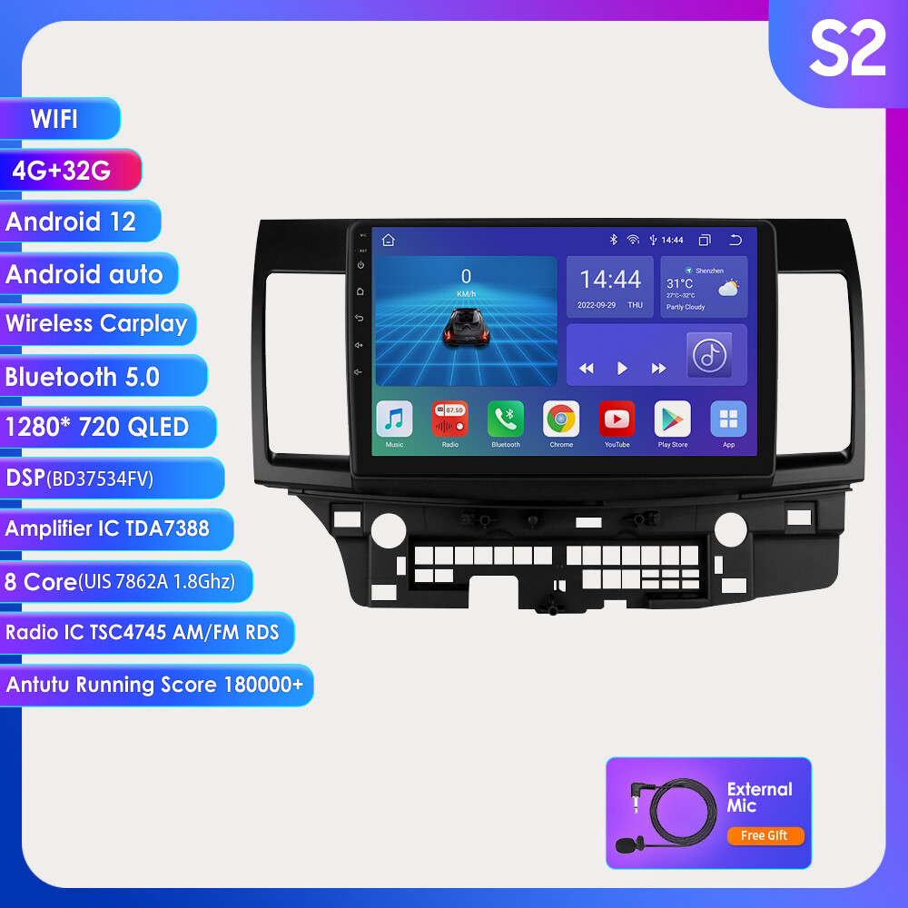 8Core Android 13 Car GPS Stereo Radio CarPlay 10"For Mitsubishi Lancer 2007-2012