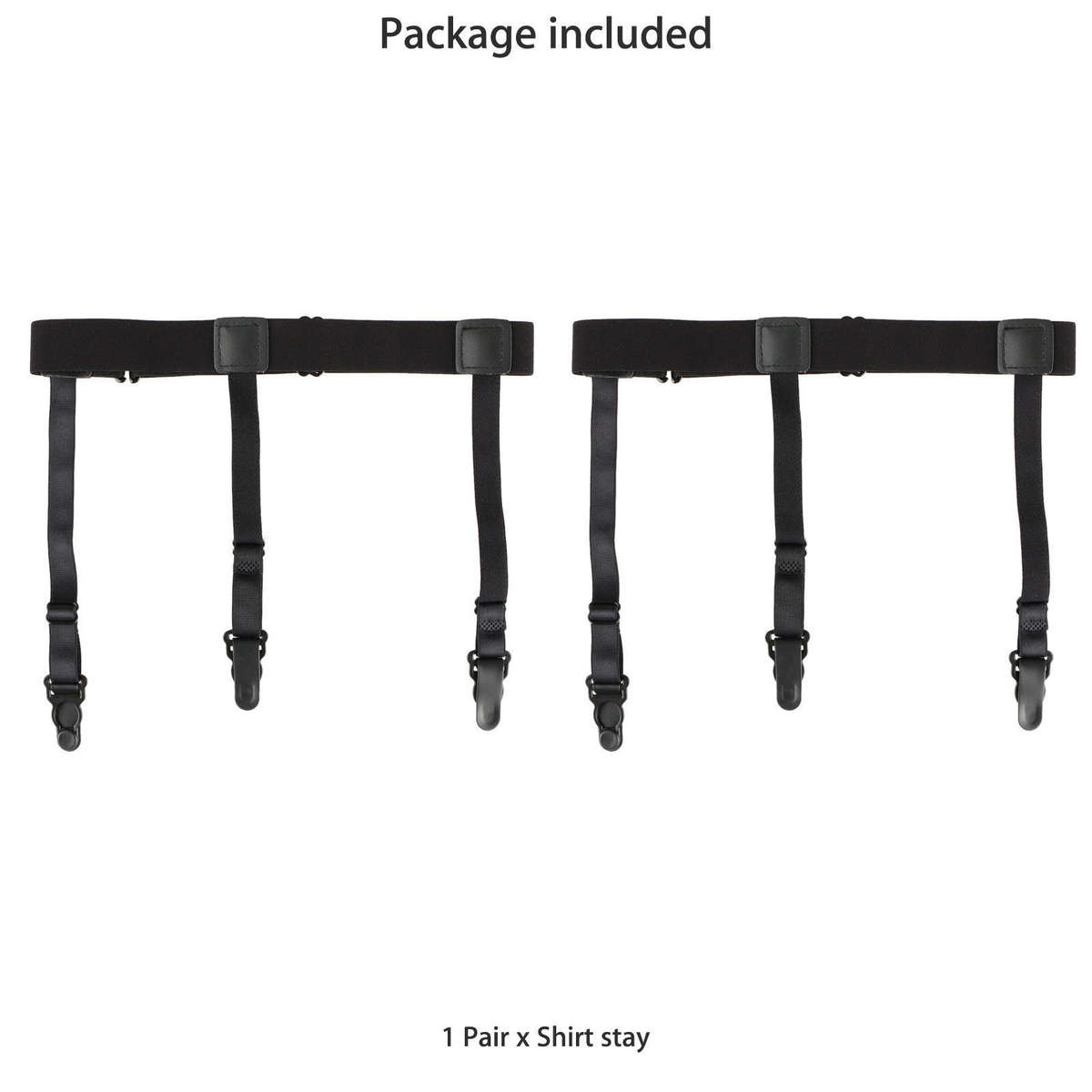 2x Mens Shirt Stays Holders Elastic Garter Belt ,Non-Slip Locking Clamps Uniform