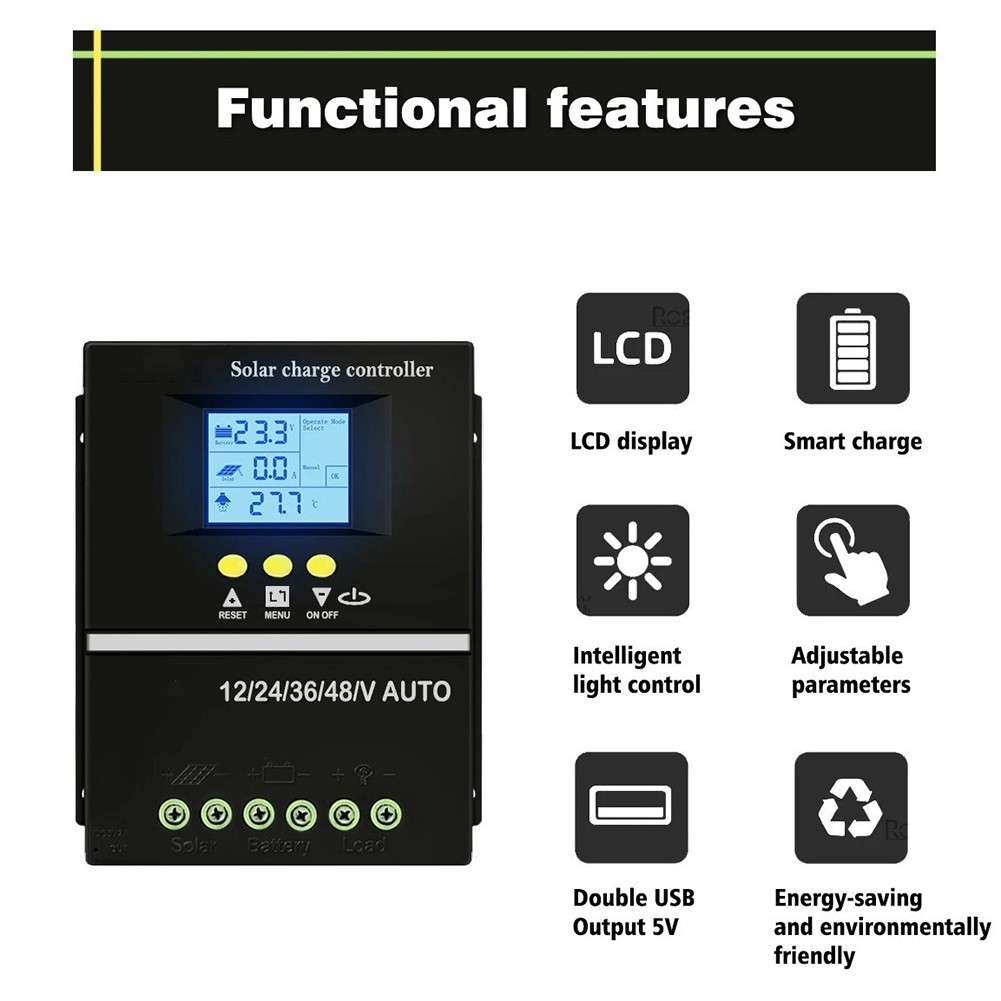 200A Solar Charge Controller With LCD And USB Ports For Efficient Power Usage