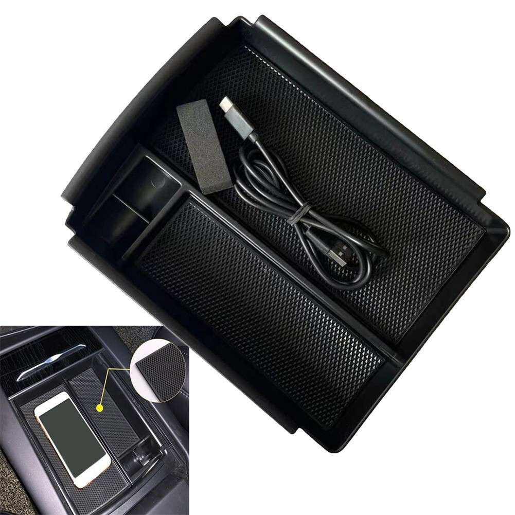 Console Armrest Storage Box Phone Wireless Charger For Tesla Model X S 2016-2020