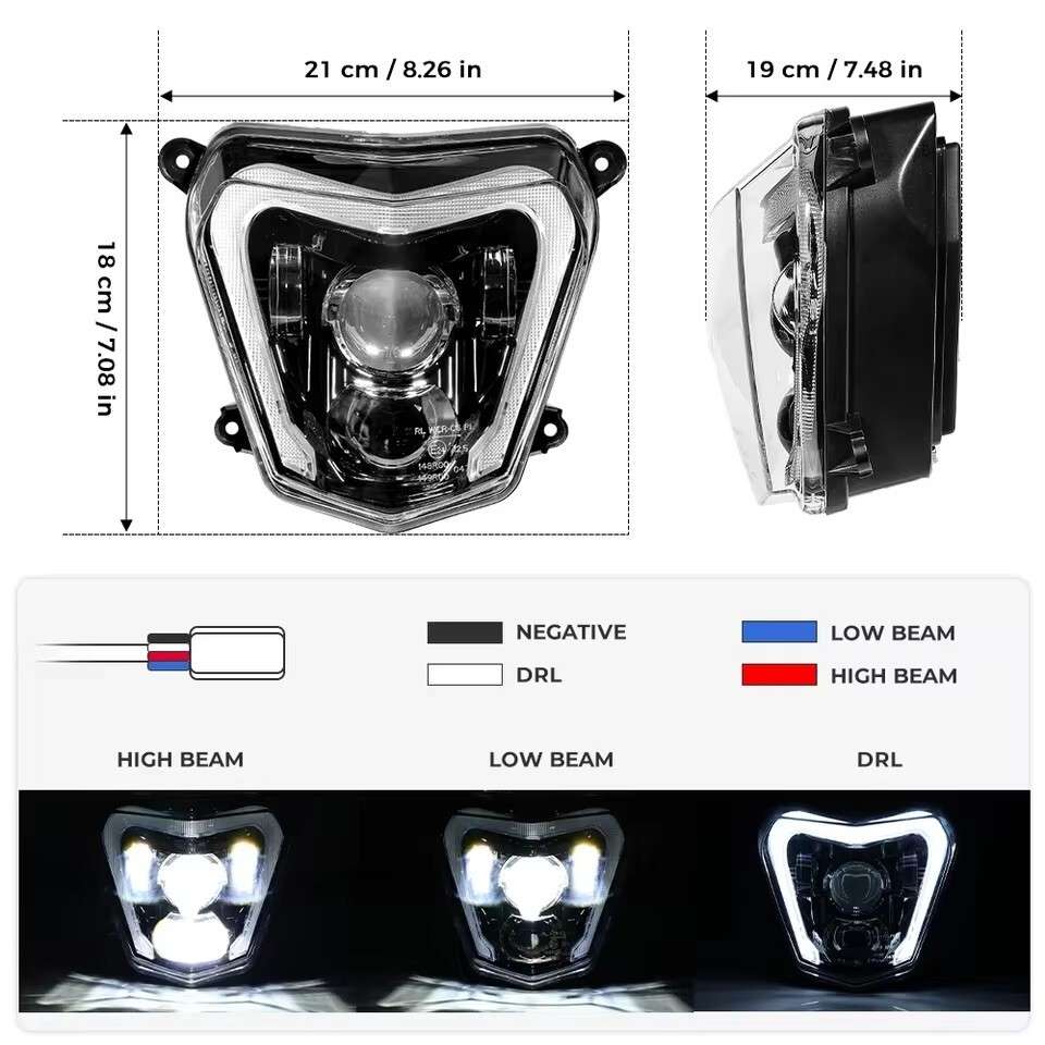 LED Headlight Hi/Low w/Angel Eyes DRL Assembly Kit For KTM Duke 690 2012-2019
