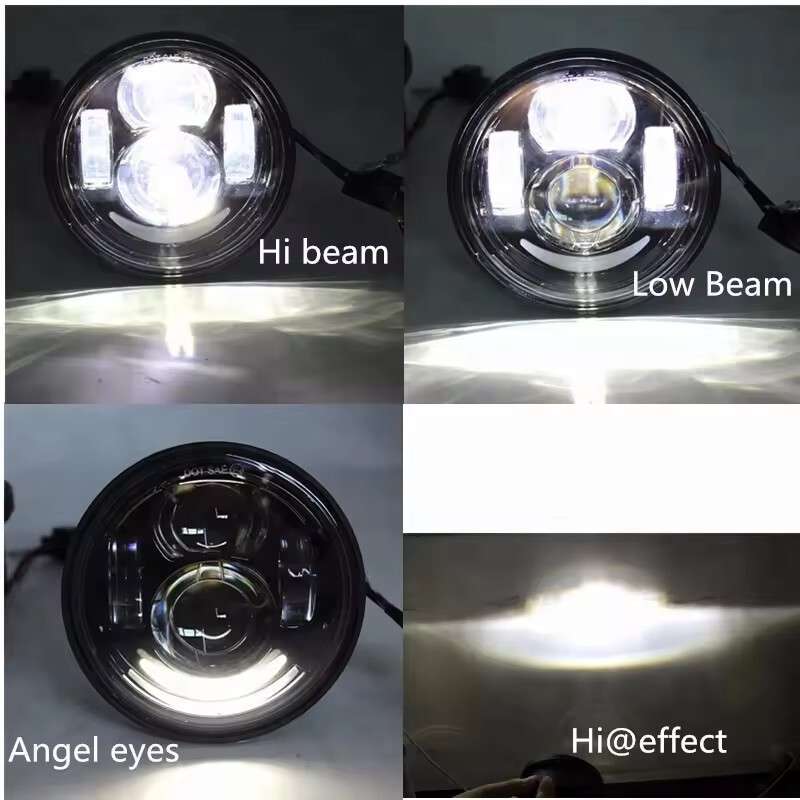 2X 4.65" Dual LED Headlight Hi/Low Beam w/Angel eyes DRL For Harley Dyna Fat Bob