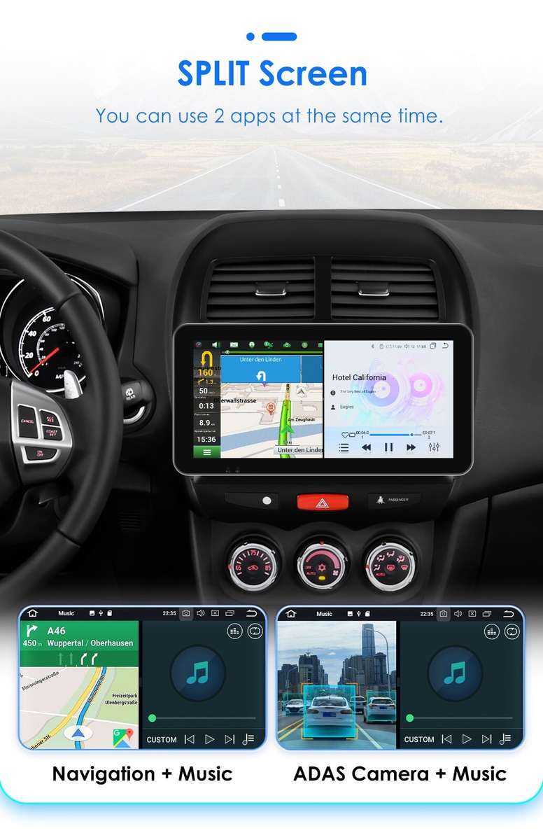 10.1" Android12 Carplay Radio GPS AUX Stereo For 2014-2018 Mitsubishi ASX1 RDS