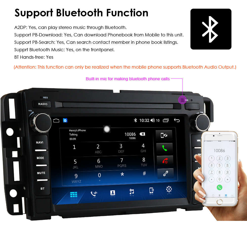 For GMC Acadia Yukon Chevy 7" CarPlay Android 13 Car Navigation Radio WIFI 2+64G