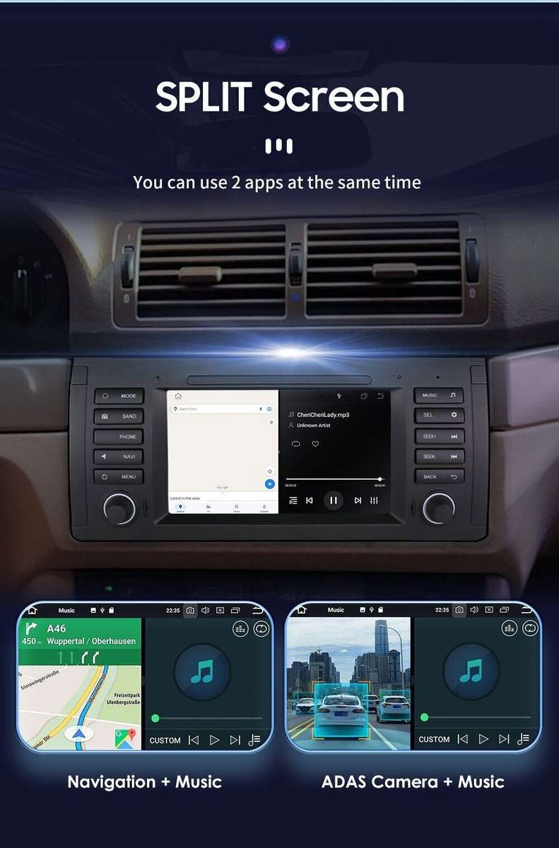 For BMW 5 Series E39 528i 530i CarPlay Android 12 7" Car GPS Stereo CarPlay DSP