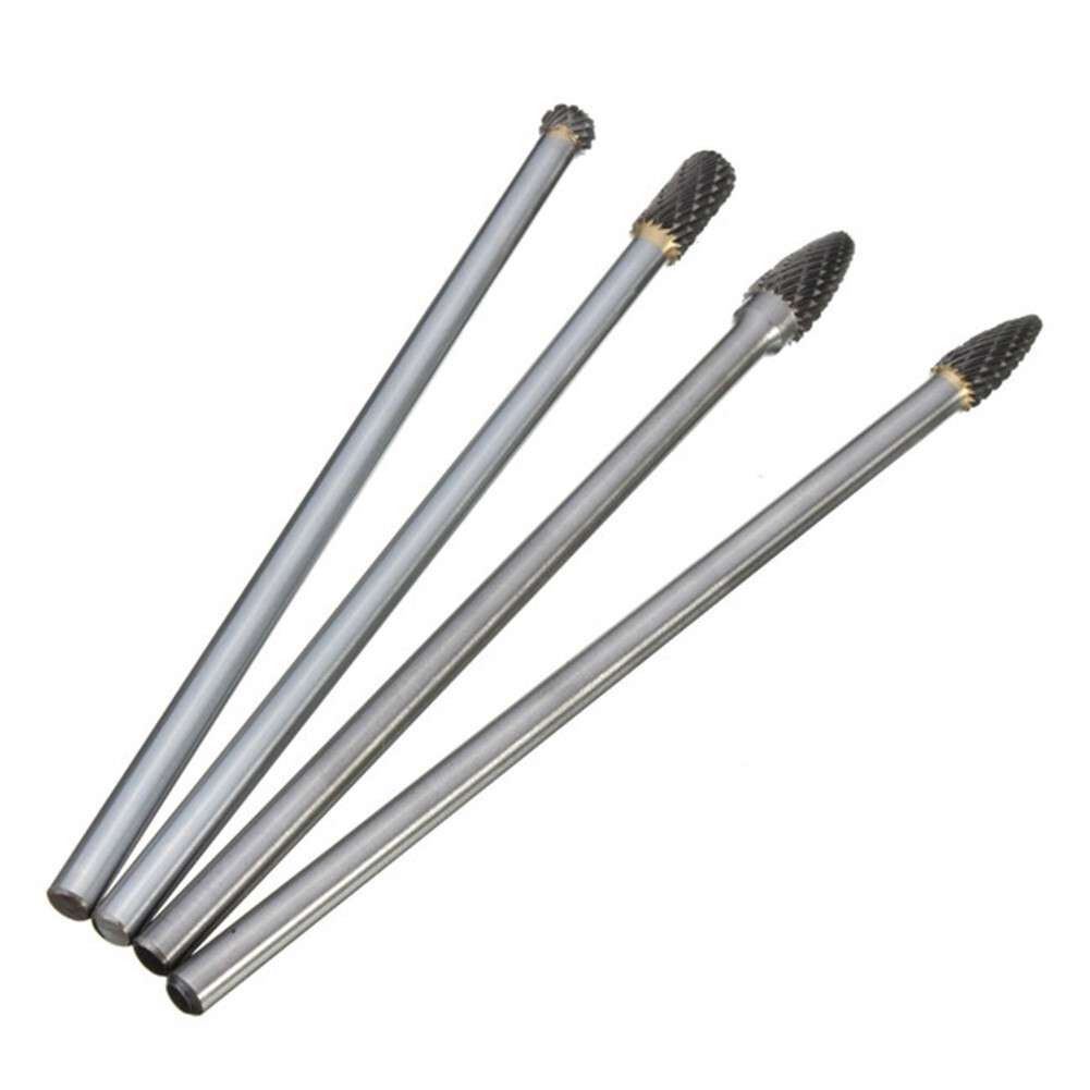 4*Rotary Burr 1/4 Inch 6mm Shank 150mm Long Carbide Cutter CNC-Engraving-Bit