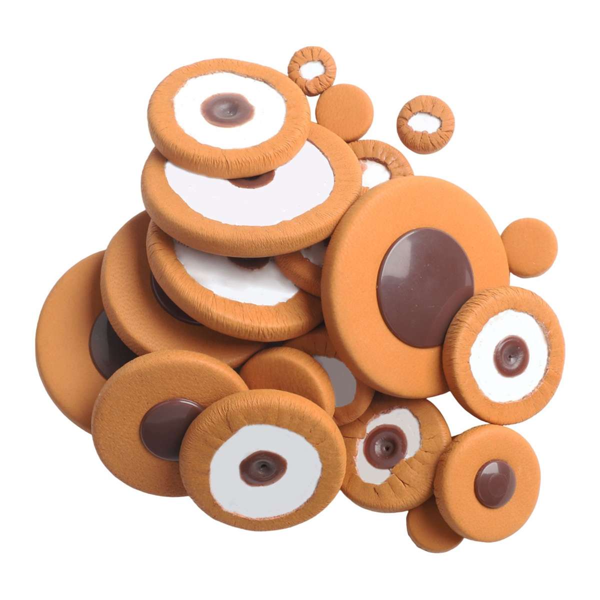 Complete Set Of 25 PCS Brown Saxophone Leather Pads For Tenor Sax Replacement