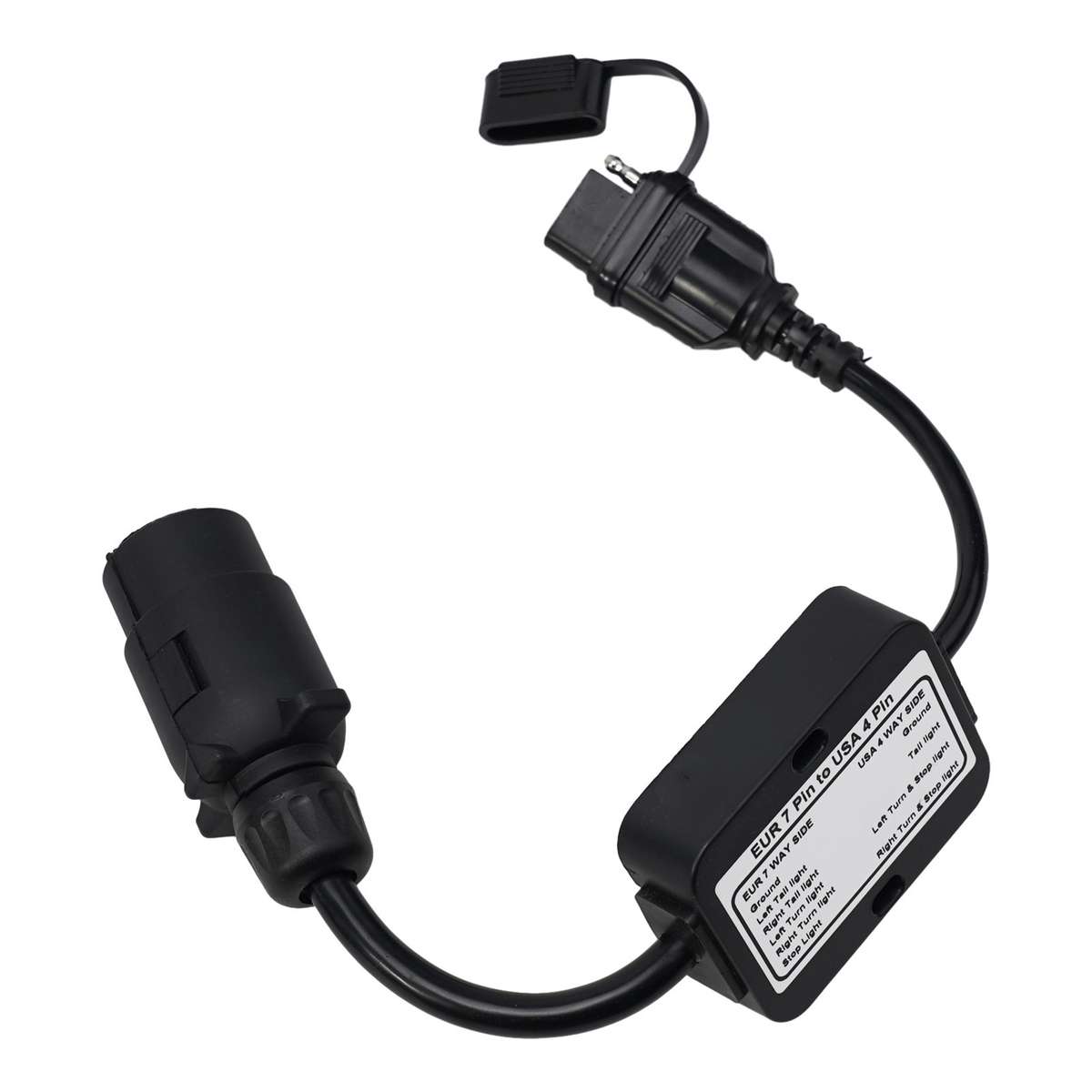 Trailer Light Converter European Round 7-Pin Connector To 4-Way Flat Pin-Plug