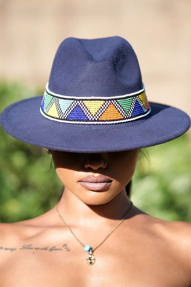 Zulu Beaded Fedora Hat | ladies Fedora Hat| Beaded Hat| Beaded Fedora Hat| Beaded Fedora| women Hat
