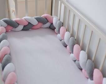 Infant Baby Plush Crib Bumper Bedding Bed Cot Braid Pillow Pad Protector