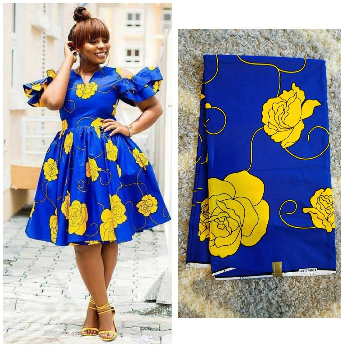 Blue And Yellow Ankara Fabric, African Clothing, African Fabric, African Fabric in yard, African