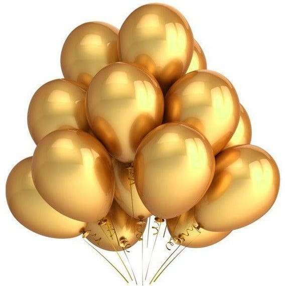 Metallic Chrome Gold Latex Balloons/ Metallic Gold Balloon/ Gold Balloons/ Pack of 50pcs