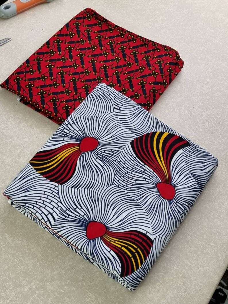 White and Red Mix and Match African Fabric, African Print wax cotton, Ankara Fabric, Craft Fabric