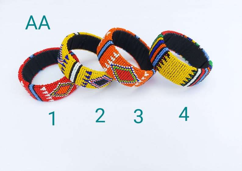4 South African Beaded Zulu Bangle. Tribal Zulu women Jewelry. Beaded cuff bangle