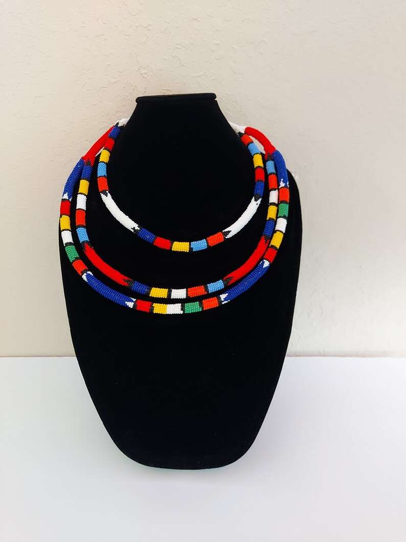 South African Triple Band Beaded Zulu Necklace