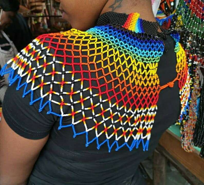 Zulu necklace, African beaded necklace, wedding necklace, shoulder necklace