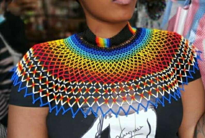 Zulu necklace, African beaded necklace, wedding necklace, shoulder necklace