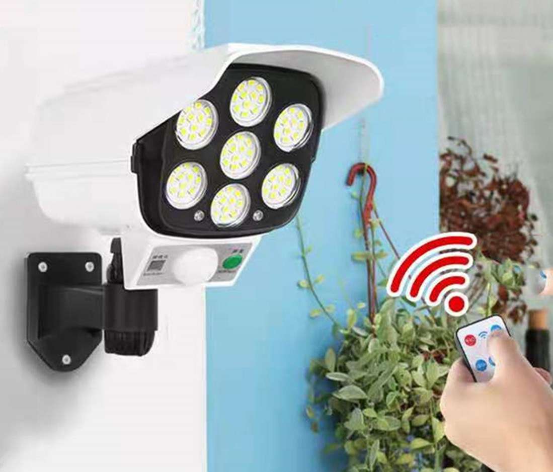 Outdoor Solar Lights 77 SMD LEDs Solar Motion Sensor Wall Light with Wireless Remote Control