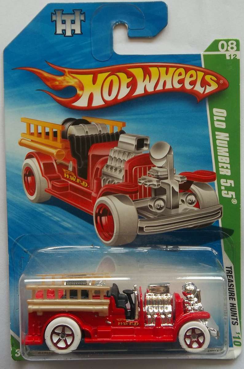 Hot Wheels TREASURE HUNT Old Number 5.5 Fire Engine Like Matchbox Scale MODEL CARS HOTWHEELS 2010