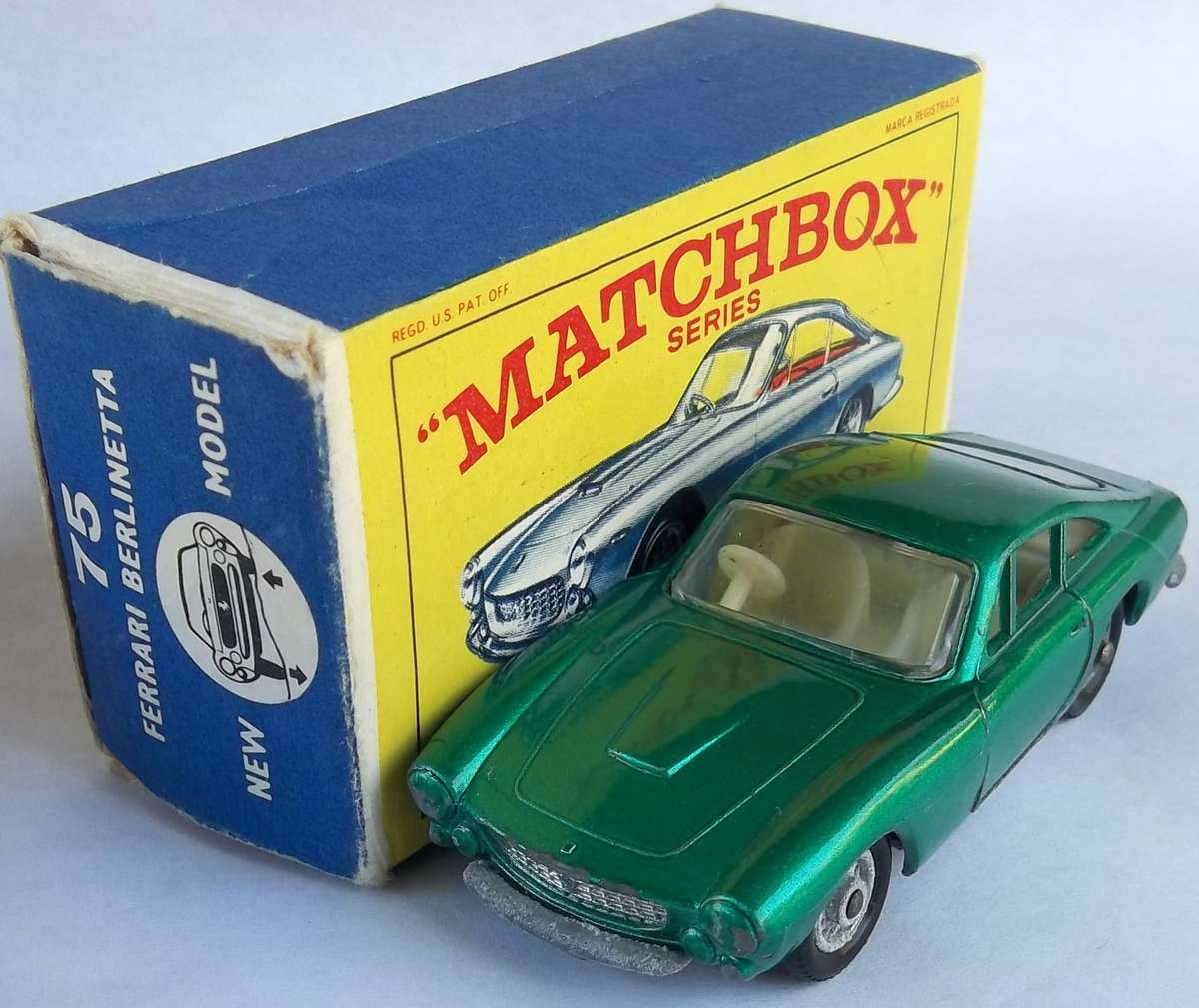 MATCHBOX Lesney 1-75 Series Regular Wheels #75 Ferrari Berlinetta Made in England Vintage BOXED