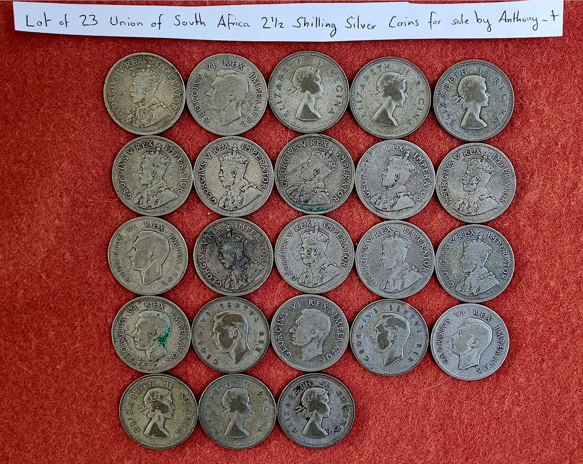 Lot of 23x Silver 2.5s Shilling Union of South Africa Coins @No Reserve!! Starting @ Spot!