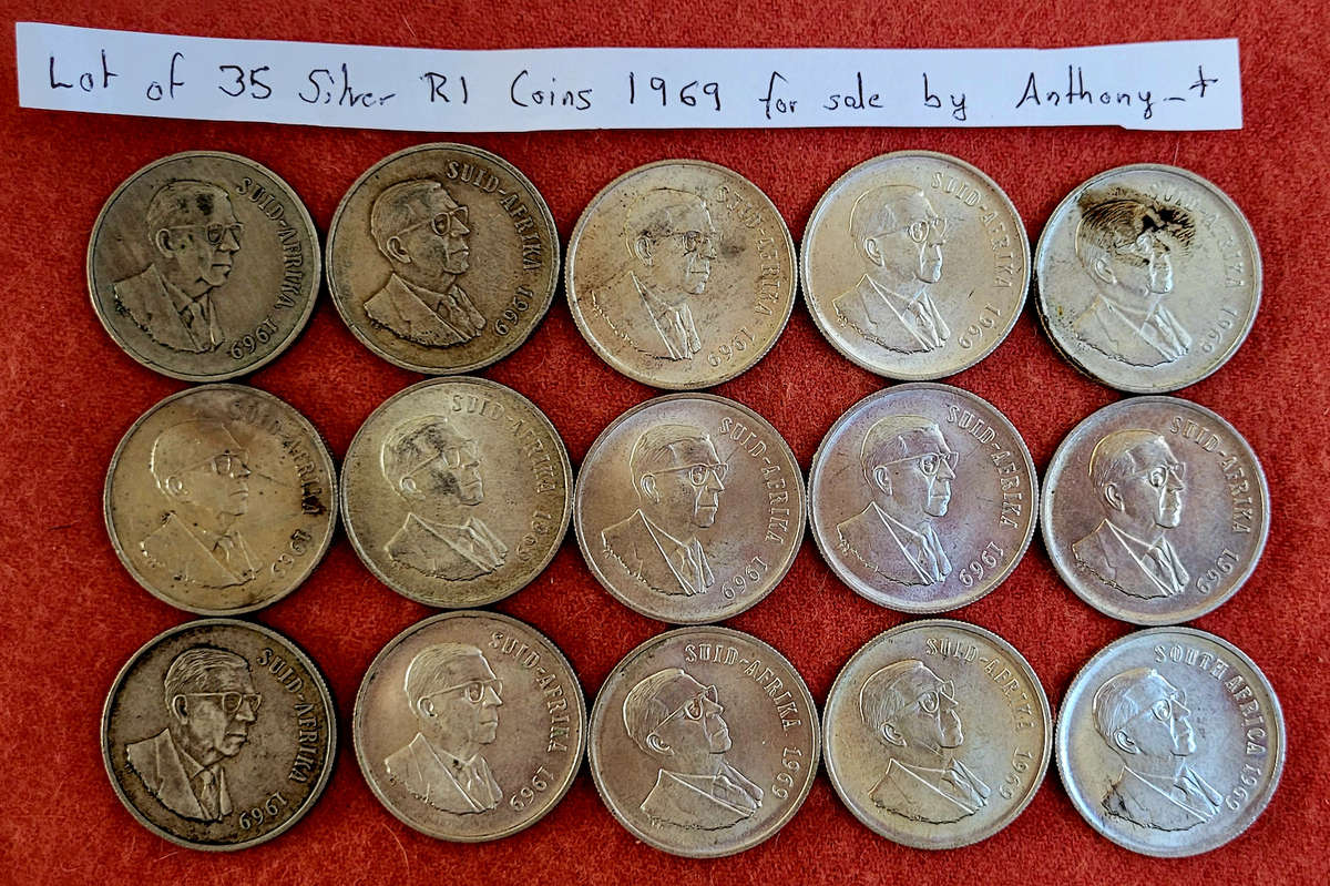 Lot of 35x Silver R1 1969 Coins @No Reserve!! Starting @ Spot!