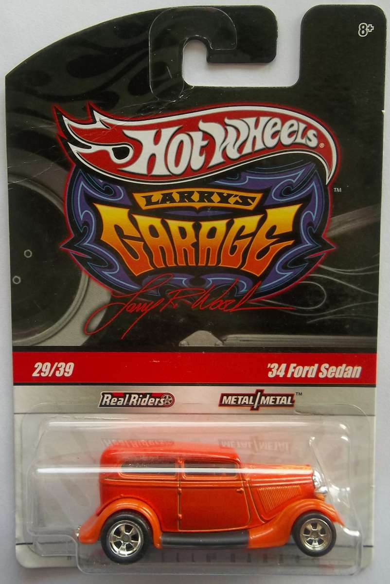 Hot Wheels LARRY'S GARAGE 1934 Ford Sedan Like Matchbox scale HOTWHEELS REAL RIDERS Model Car