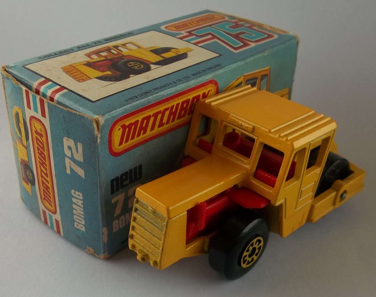 MATCHBOX Lesney Superfast #72 Bomag Steam Roller Vintage 1978 Model Solid Die Cast