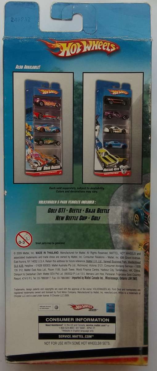 HOT WHEELS VOLKSWAGEN 5 Car set Sealed VW Golf , Beetle, New Beetle Cup , Golf GTI , Baja Beetle