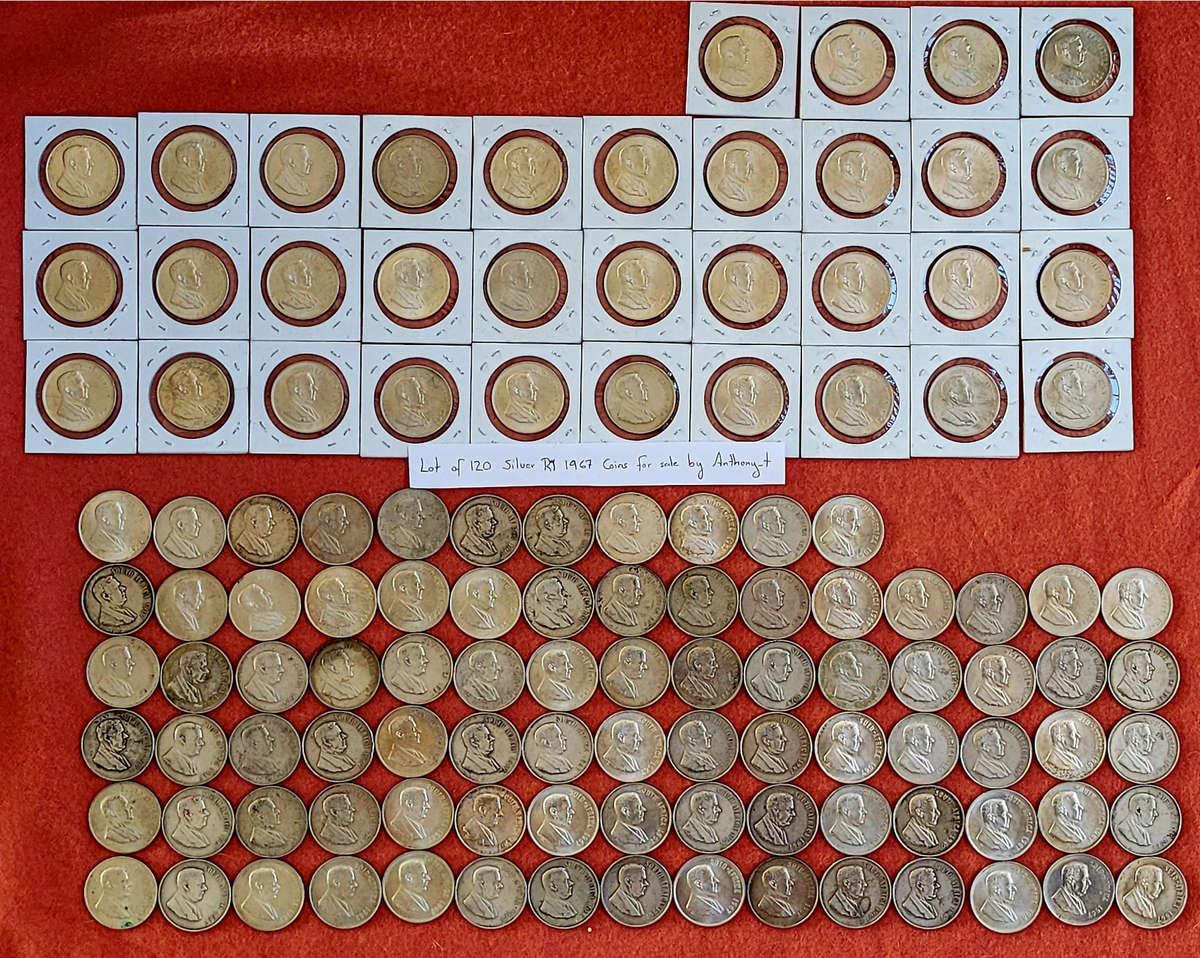 Lot of 120x Silver R1 1967 Coins @No Reserve!! Starting @ Spot!