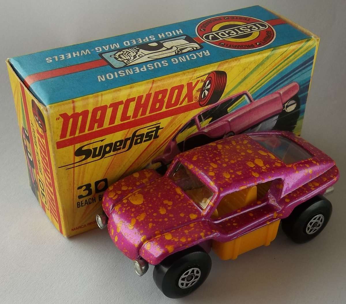 MATCHBOX Lesney Superfast #30 Beach Buggy (BOXED ENGLAND 1970) DIE CAST CAR MODEL Vintage