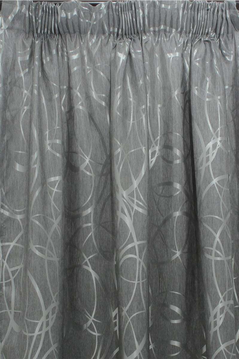 2 Pack Jacquard Unlined Curtain Charcoal