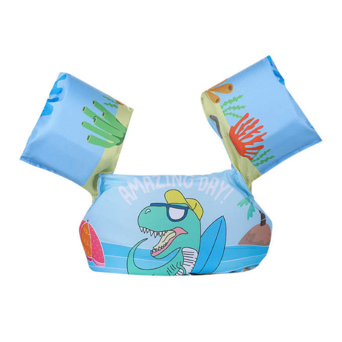 Olive Tree-Kids Arm Band Ring Life Jacket Safety Vest-Blue Dinosaur