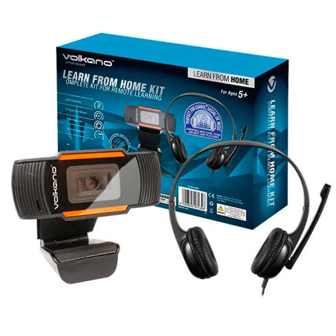 Volkano Learn from Home Kit: 720 Webcam + Headset with Mic