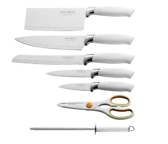 Royalty Line 7 Pieces Non-Stick Coating Knife Set - White (DISPLAY MODEL)