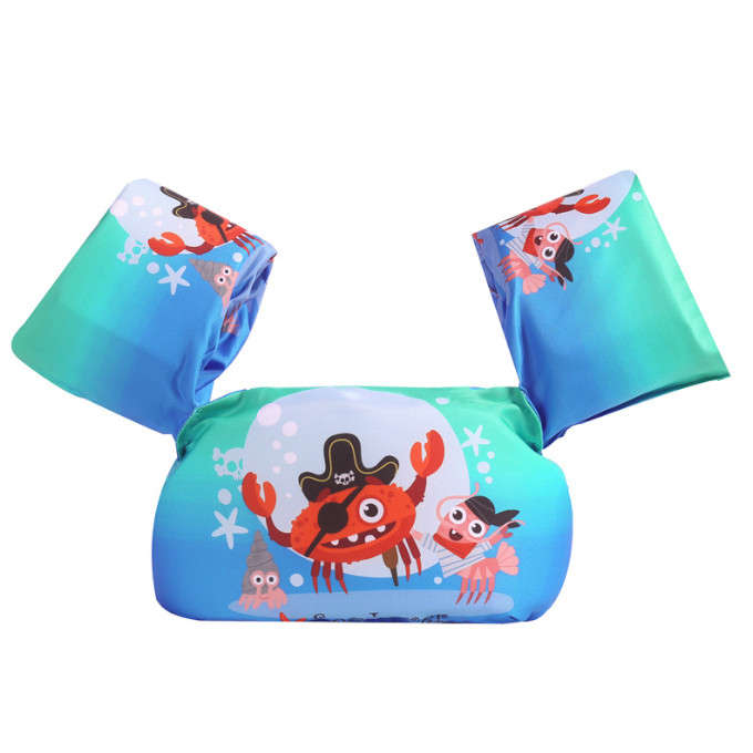 Olive Tree-Kids Arm Band Ring Life Jacket Safety Vest-Blue Pirate Crab