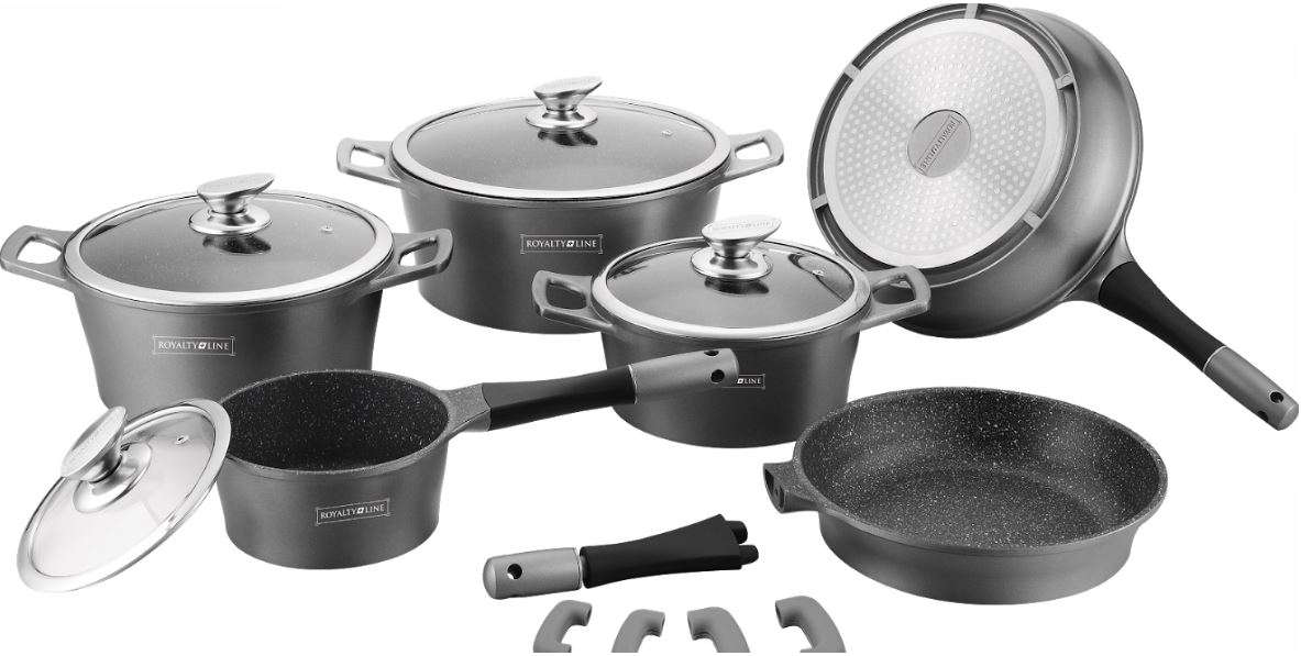 Royalty Line 14 Piece Marble Coating Cookware Set - Silver (READ THE DESCRIPTION)