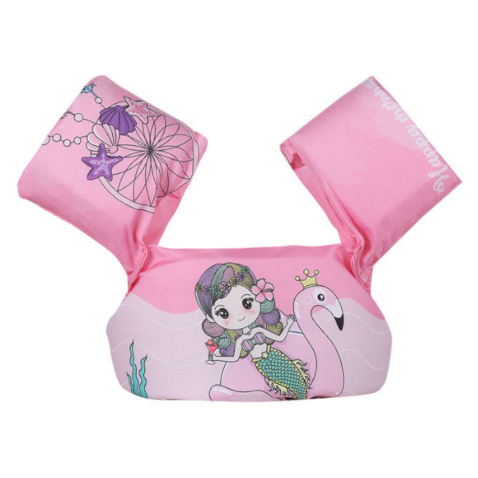 Olive Tree-Kids Arm Band Ring Life Jacket Safety Vest-Pink Mermaid Flamingo