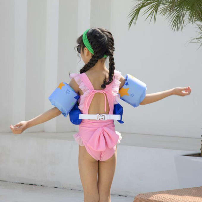 Olive Tree-Kids Arm Band Ring Life Jacket Safety Vest-Blue Space Dinosaur