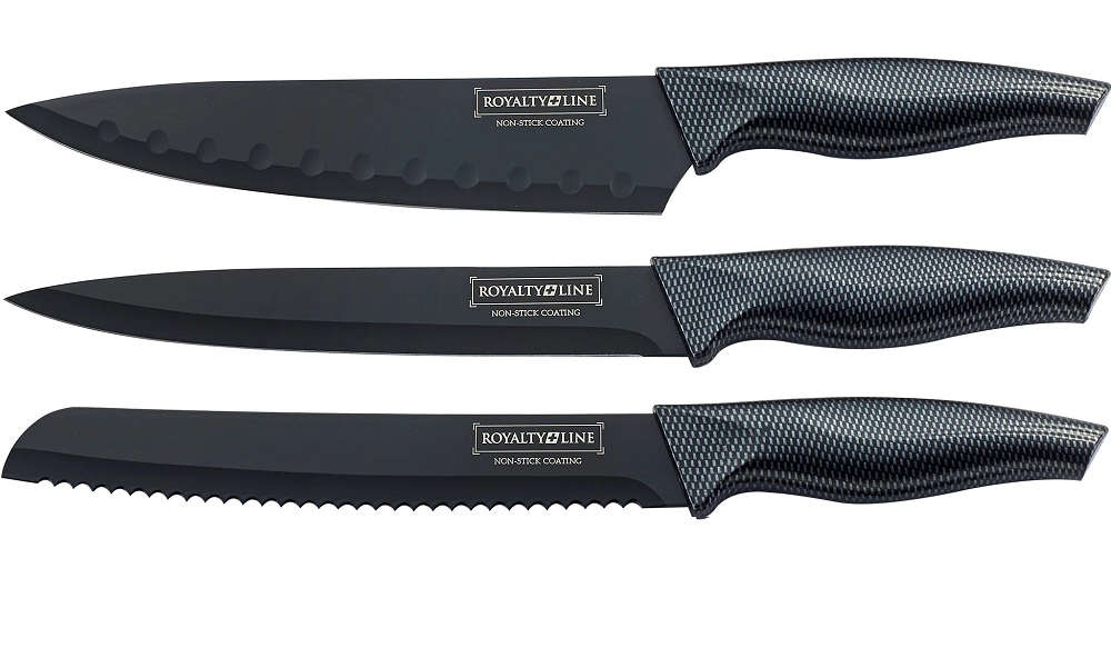 Royalty Line 3-Piece Non-Stick Coating Knife Set - Black (READ THE DESCRIPTION)