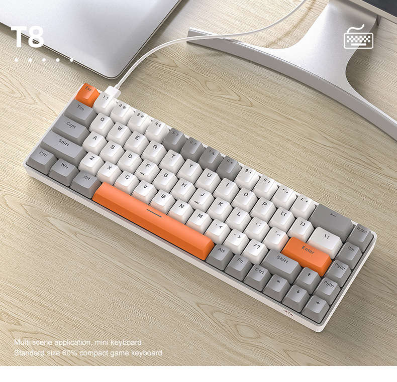 T8 RGB Wired Mechanical Gaming Keyboard Red Switch - Honey Bee