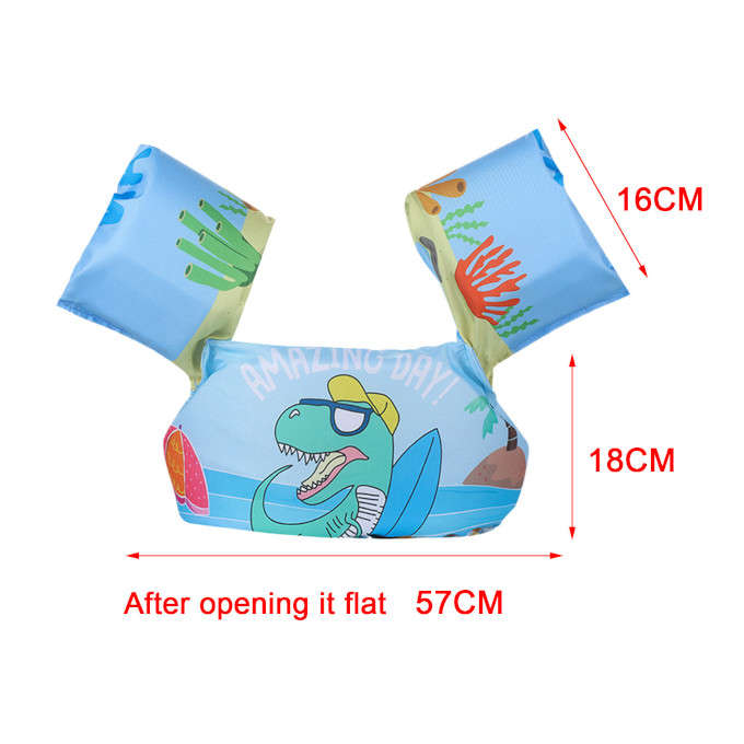 Olive Tree-Kids Arm Band Ring Life Jacket Safety Vest-Blue Dinosaur