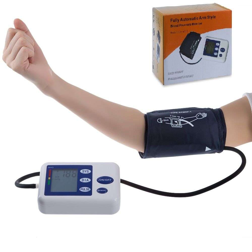 Fully Automatic LCD Digital Upper Arm Style Blood Pressure Monitor Care Health white