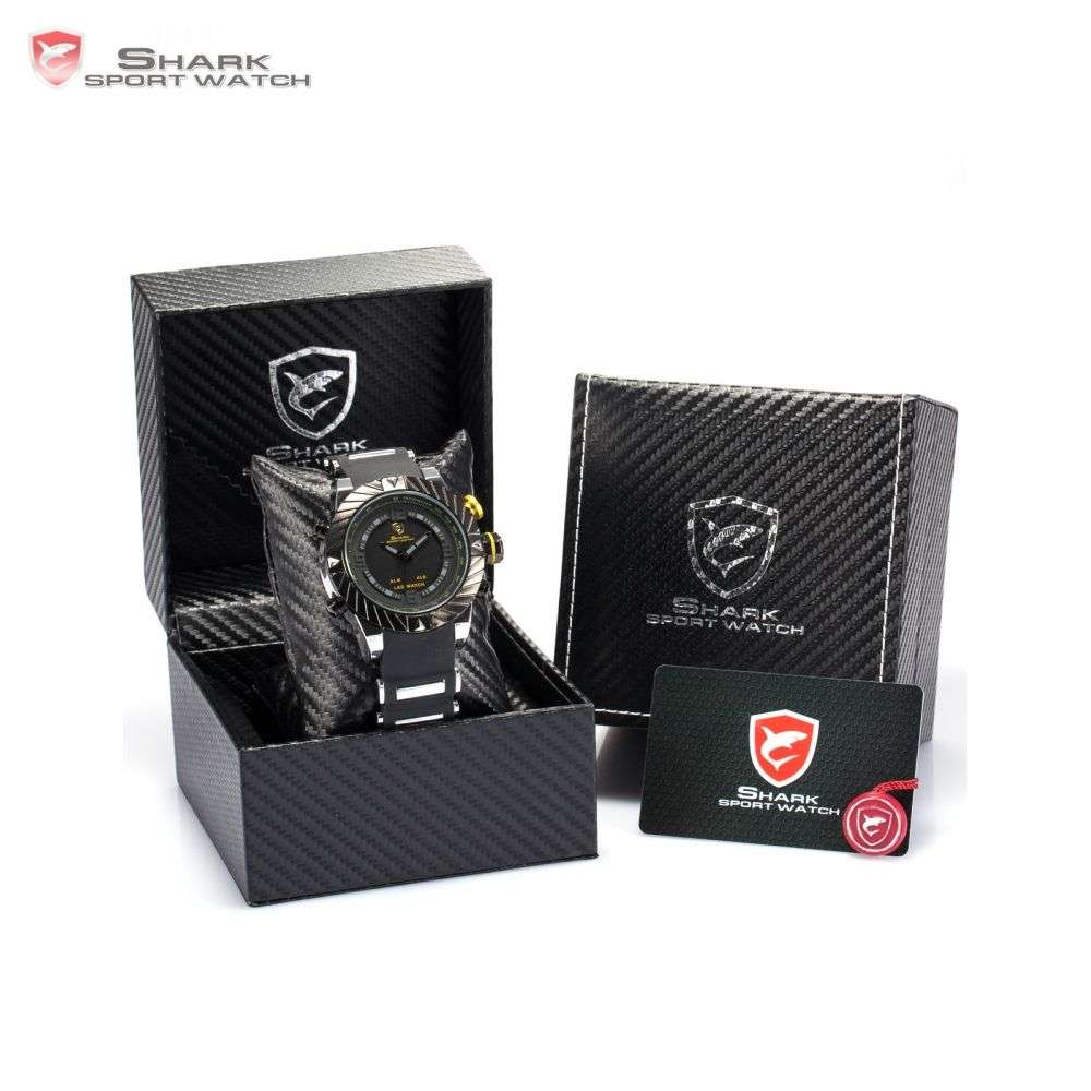 SHARK DUAL LED CHRONOGRAPH GOBLIN ALARM WATCH W/ BOX, PAPERS, LOADED!!