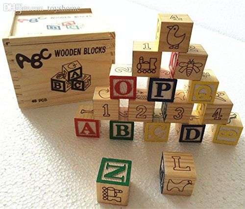 48-Piece Educational Wooden ABC Blocks