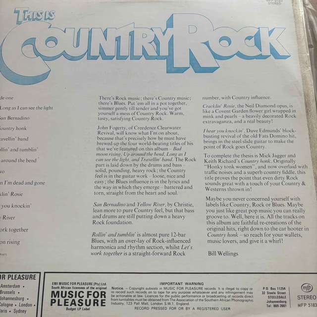 Thats Country Rock : Various Artists : LP Cond. = VG