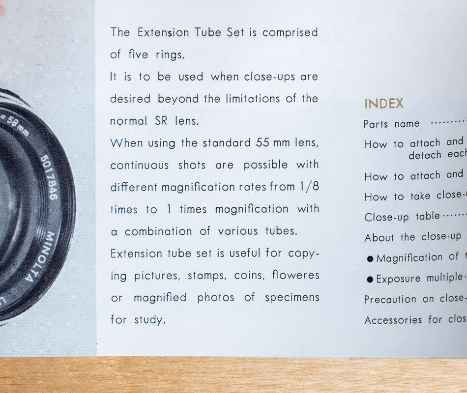 Original Minolta Macro Extension Tube Set - MD/MC/SR Mount