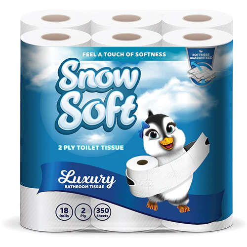 72 Roll Pack Snow Soft 2 Ply Luxury Toilet Paper - 18's