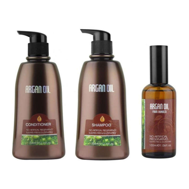 Moroccan Argan Oil -Triple Pack-Shampoo+Conditioner 750m + Argan Oil 100ml